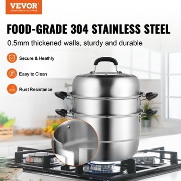 VEVOR 11in Stainless Steel 3 Tier Steamer Pot