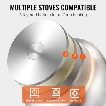 VEVOR 11in Stainless Steel 3 Tier Steamer Pot