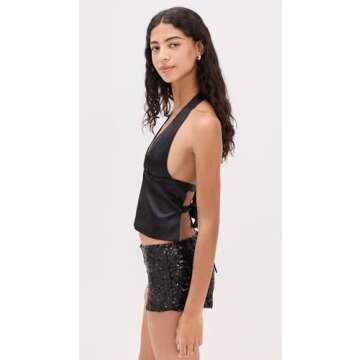 Elegant Lioness Opulence Halter Top in Black - Shop Now!