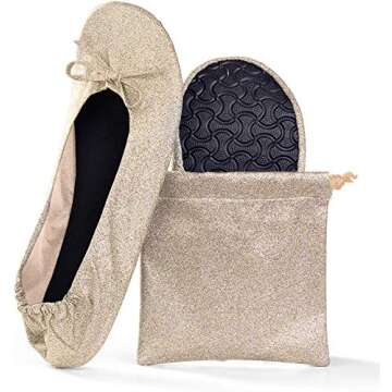 Women's Foldable Portable Travel Ballet Flat Roll Up Slipper Shoes