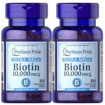 Puritan's Pride Premium Ultra Mega Biotin 10,000mcg, Dietary Supplement for Healthy Hair, Skin, Nail...