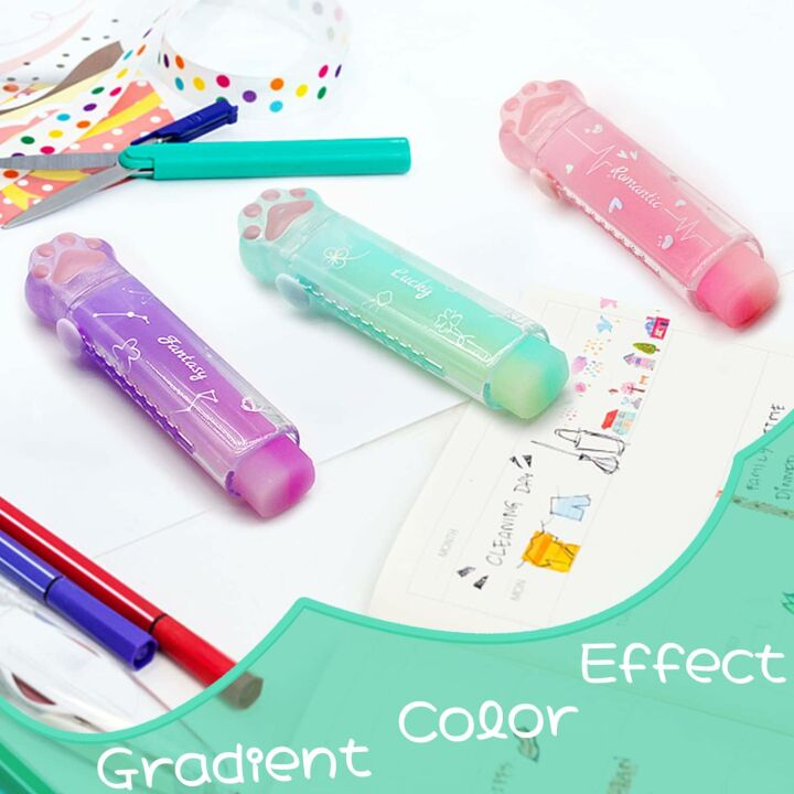 Cat Paw Sliding Erasers 4Pcs - Cute & Functional