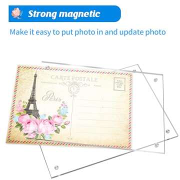JUOIFIP Clear Magnetic Photo Frames,Double Side Freestanding Pic Frame for Desktop Display, Magnet Frame Bulk for Family,Office,Wedding