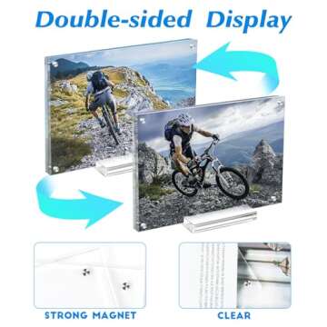 JUOIFIP Clear Magnetic Photo Frames,Double Side Freestanding Pic Frame for Desktop Display, Magnet Frame Bulk for Family,Office,Wedding