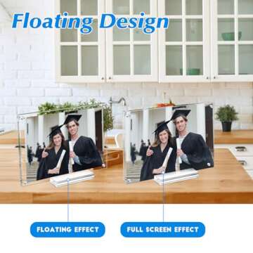JUOIFIP Clear Magnetic Photo Frames,Double Side Freestanding Pic Frame for Desktop Display, Magnet Frame Bulk for Family,Office,Wedding
