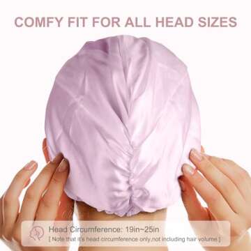 CAAIR Silk Bonnet for Sleeping, 22 Momme Grade-6A 100% Pure Mulberry Silk Bonnet for Hair Care, Maintaining Hairstyles Overnight, Elastic and Twist Knot Design, Hair Bonnet for Sleeping (1PC, Pink)