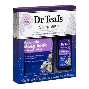 Dr Teal's Melatonin Sleep Soak Epsom Salt Solution and Foaming Bath Gift Set
