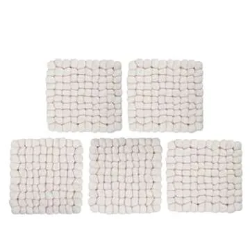 Square Felt Ball Coasters - 100% Merino Wool Table Coasters - Set of 5