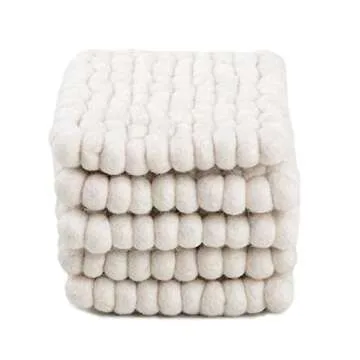 Square Felt Ball Coasters - Handcrafted Merino Wool Set of 5