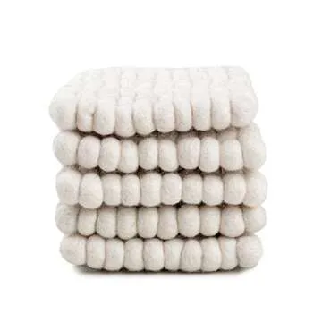 Square Felt Ball Coasters - Handcrafted Merino Wool Set of 5