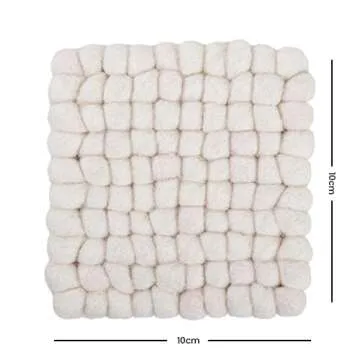 Square Felt Ball Coasters - Handcrafted Merino Wool Set of 5