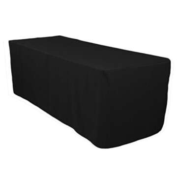Revelae 6 Foot Black Fitted Tablecloth