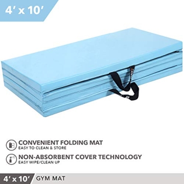 Comfortable Folding Gym Mat for Home Workouts 4'x10'