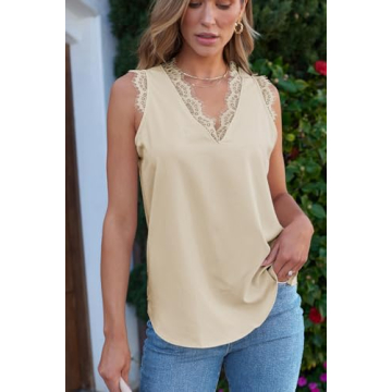 Elegant Women’s Lace V Neck Tank Top for Summer Style