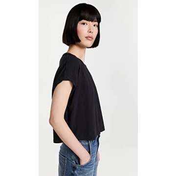 Free People Women's You Rock Tee, Black, S