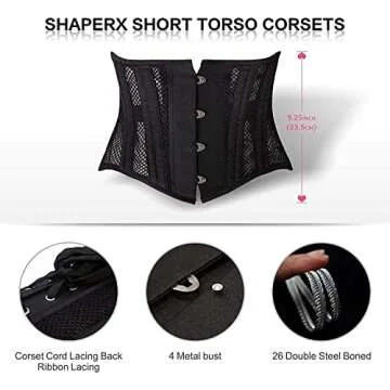 SHAPERX 26 Steel Boned Corset for Ultimate Waist Training
