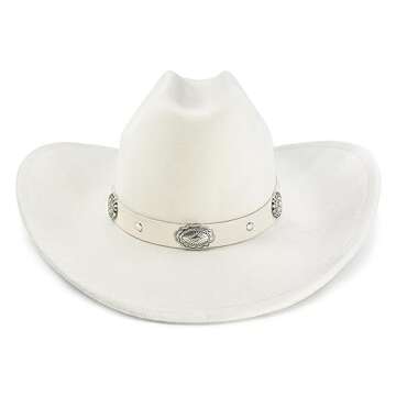 FLUFFY SENSE. Cowboy Hat for Women and Men with Shapeable Wide Brim - Felt Cowboy Hat Cattleman West...
