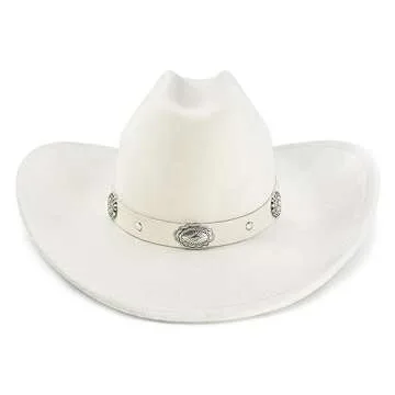 FLUFFY SENSE Cowboy Hat for Women and Men with Shapeable Wide Brim - Felt Cowboy Hat Cattleman Weste...
