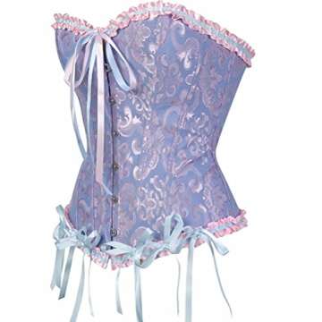 Jutrisujo Corset Bustier Top Womens Lingerie Lace Up Boned Renaissance Vintage Plus Size Small Blue ...