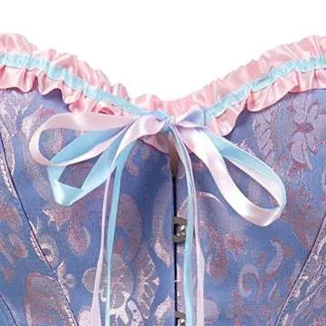 Jutrisujo Corset Bustier Top Womens Lingerie Lace Up Boned Renaissance Vintage Plus Size Small Blue S