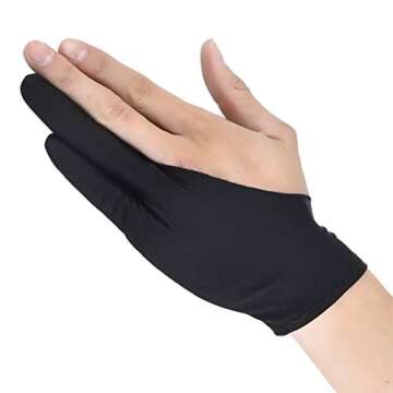 Artist Glove with Two Fingers 2 Pack,Free Size Prevents smudges for Light Box Graphic Tablet Pen Display iPad Pro Pencil Black Drawing Art Creation