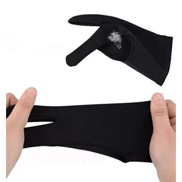 Artist Glove with Two Fingers 2 Pack,Free Size Prevents smudges for Light Box Graphic Tablet Pen Display iPad Pro Pencil Black Drawing Art Creation