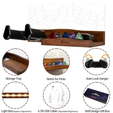 Guitar Wall Mount with LED Light Ideal for Guitar Lovers