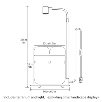 Glass Plant Terrarium 4.7"X7" Inches Succulent Air Planter Fern Moss Micro-Landscape Vase for Home Office Tabletop Decoration Container with Lid Indoor Wardian Copyright Patent（with Light）