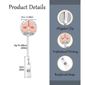 Lung Nerd Badge Reel - Clever & Functional ID Holder for Medical Professionals