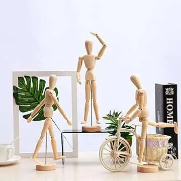 2Pcs 8" Flexible Wood Poseable Mannequins - Articulated Drawing Models