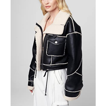Stylish Women's Sherpa Bonded Moto Jacket by BLANKNYC