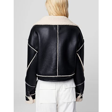 Stylish Women's Sherpa Bonded Moto Jacket by BLANKNYC