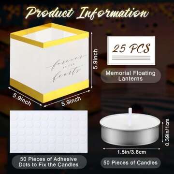 MTLEE 25 Pcs Memorial Floating Lanterns to Release in Water Biodegradable Forever in Our Hearts Chin...