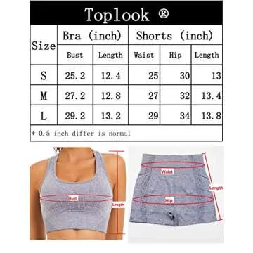 Toplook Women Seamless Yoga Workout Set 2 Piece Outfits Gym Shorts Sports Bra (Dark Reseda Green, Small, s)