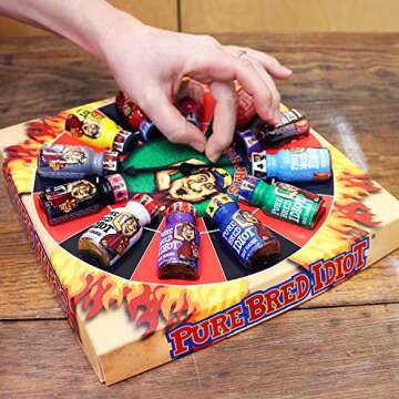 Hot Sauce Roulette Game - 12 Gourmet Bottles - Pure Bred Idiot