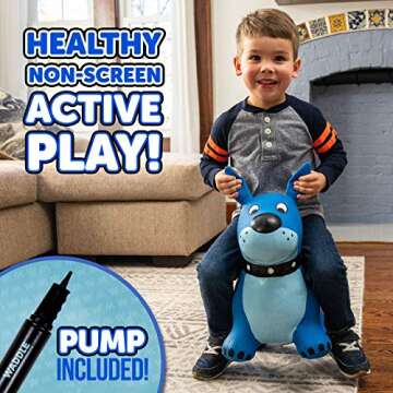 WADDLE Bouncy Animal Hopper Toy - Inflatable Ride-On for Kids, Pump Included