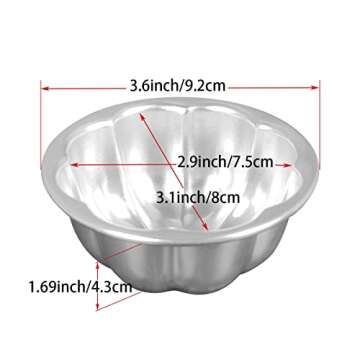 6PCS Flower Shape Aluminum Molds for Jello Nonstick Pudding Pan Cupcake Muffin Cups,Aluminum Alloy Cake Tartlets Baking Tool (3.5 x1.6inch)