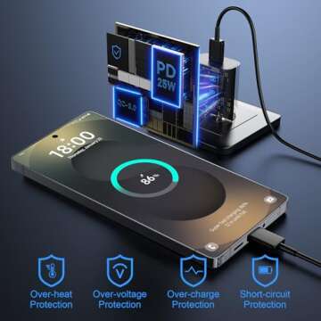 Super Fast Charger Type C, 25W USB C Wall Charger Fast Charging for Samsung Galaxy S25 Ultra/S25/S25+/S24+/S24 Ultra/S24/S24+/S23 Ultra/S22 Ultra/S21 Ultra with 10FT Long Type C Charger Cable 2Pack