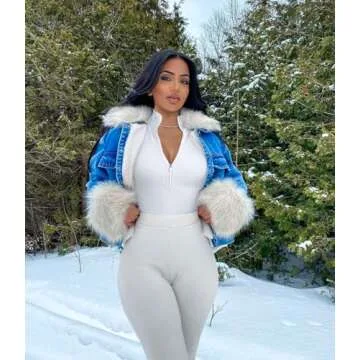 OQQ Women's 2 Piece Bodysuits Sexy Ribbed One Piece Zip Front Long Sleeve Tops Bodysuits Red White