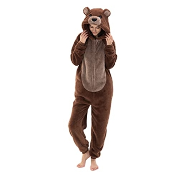 COSUSKET Sherpa Bear Unisex Adult Onesie Pajamas - Perfect for Comfort & Fun
