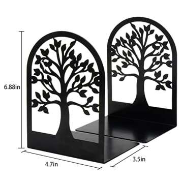 Happyhapi Tree Design Metal Book Ends for Heavy Books