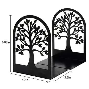 Happyhapi Tree Design Metal Book Ends for Heavy Books