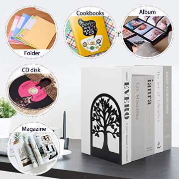 Happyhapi Tree Design Metal Book Ends for Heavy Books