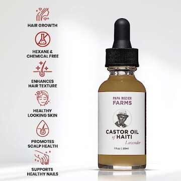 Papa Rozier Farms Lavender Pure Castor Oil of Haiti - Organic Cold Pressed - Hexane Free - 1oz – U...