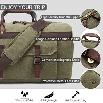 Stylish Waterproof Duffle Bag with Leather Accents