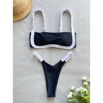 HYTENSUN Women's Colorblock Cheeky Bikini Stylish Swimwear