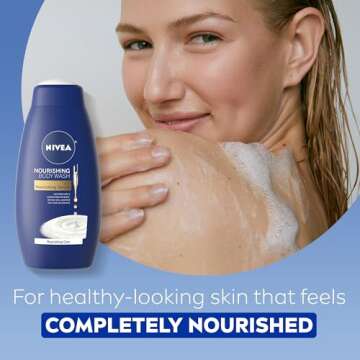 NIVEA Nourishing Moisture Collection Skin Care Set, Nourishing Care Body Wash, 20 Fl Oz Bottle + Body Lotion, 13.5 Fl Oz Bottle + Hand Cream, 2.6 Oz Tube + Moisture Lip Care Balm, 0.17 Oz Stick