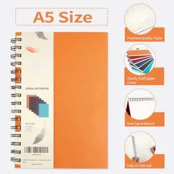 Durable EOOUT 6pcs Hardcover Spiral Notebooks for All