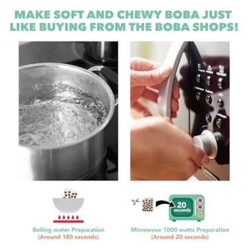 J WAY BOBA NOW Authentic Instant Tapioca Boba Pearls for Milk Tea, Smoothies and Desserts, Brown Sugar Flavor (Ready in Just 20 Seconds) - 5 Servings