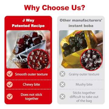 J WAY BOBA NOW Authentic Instant Tapioca Boba Pearls for Milk Tea, Smoothies and Desserts, Brown Sugar Flavor (Ready in Just 20 Seconds) - 5 Servings